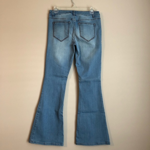 Medium Wash Flare Blue Jeans - Picture 2 of 3